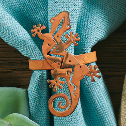 Southwest Canyon Rust Gecko Napkin Rings - Set of 4