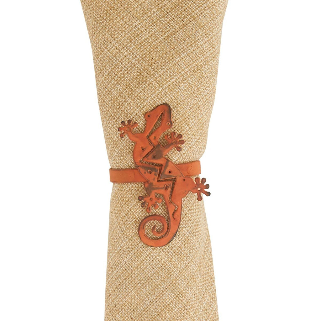 Southwest Canyon Rust Gecko Napkin Rings - Set of 4