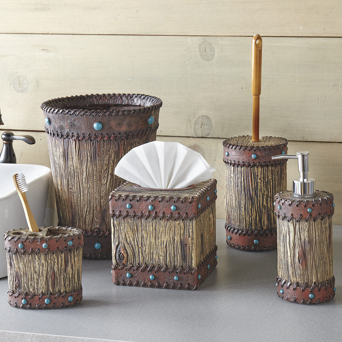 Turquoise Studded Southwestern Toilet Brush/Holder