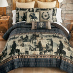 Midnight Trail Riders Quilt Bed Set - King