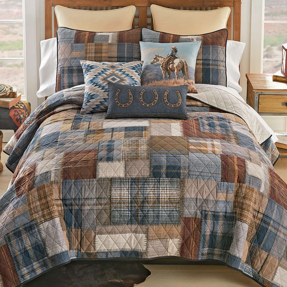 Horseshoe Denim Pillow