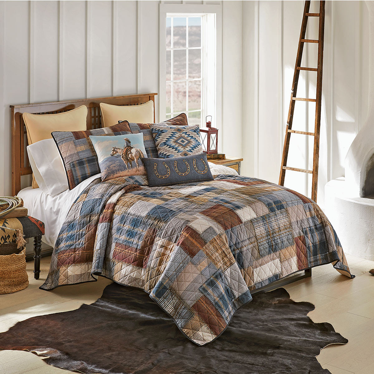 Horseshoe Denim Pillow