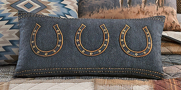 Horseshoe Denim Pillow