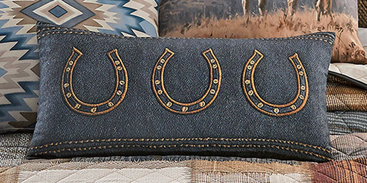 Horseshoe Denim Pillow