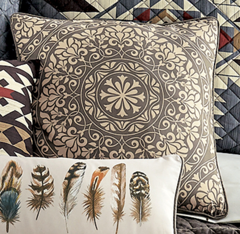 Crimson Vista Mandala Pillow