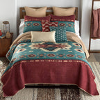 Mojave Turquoise & Rust Quilt Bed Set - Queen- SALE