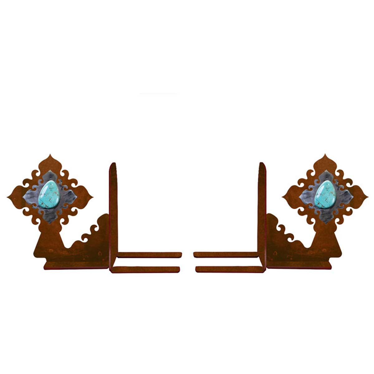 Turquoise Stone Diamond Metal Bookends
