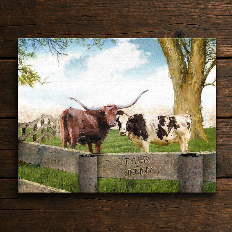 Longhorn Love Personalized Wall Art