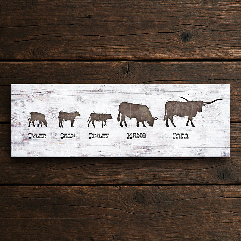 Longhorn Family Personalized Wall Art