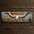 Longhorn & Barnwood Personalized Stretched Canvas - Small