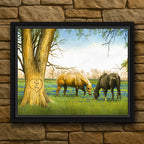 Bluebonnet Spring Personalized Horse Framed Canvas Art