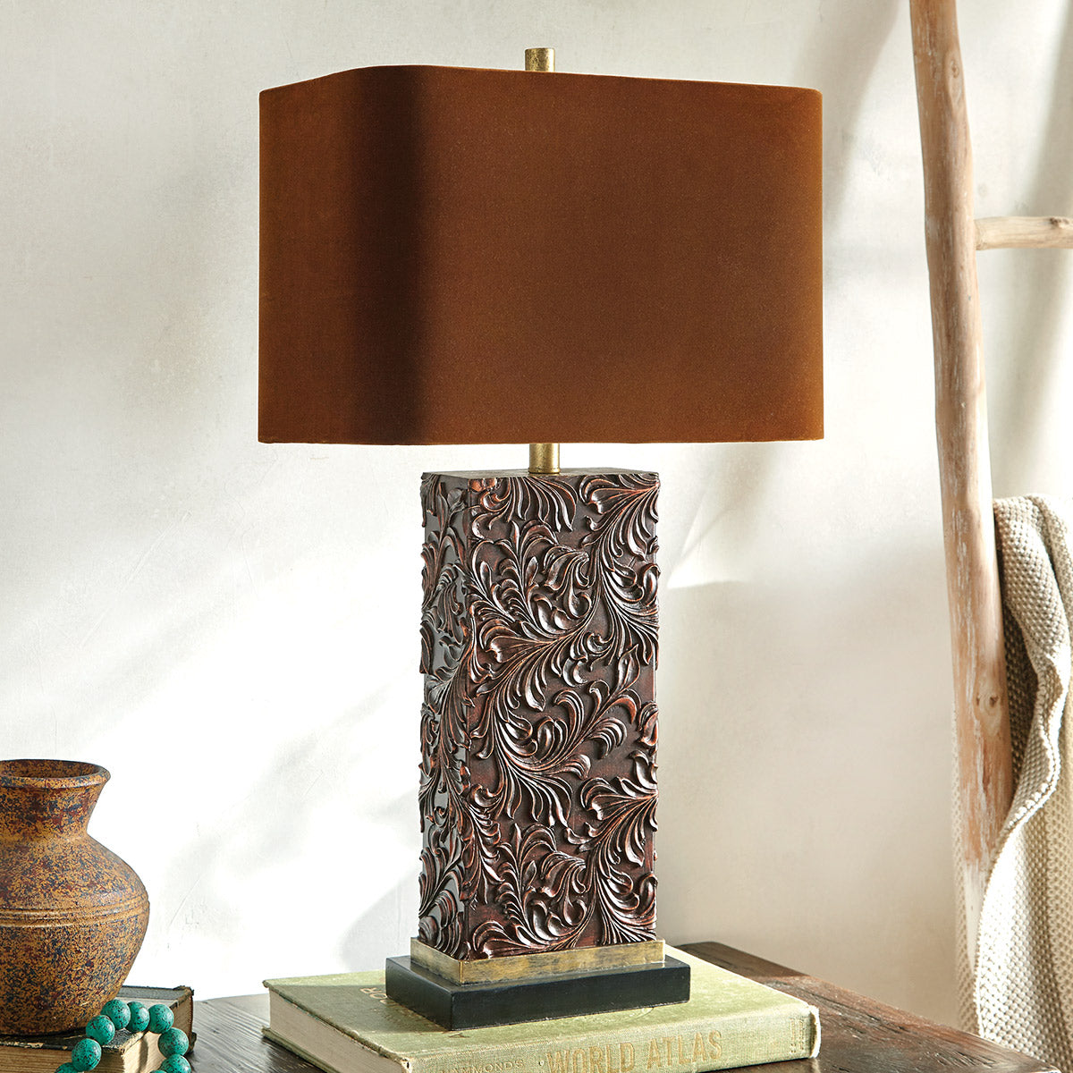 Canyon Tooled Leather Table Lamp - OUT OF STOCK UNTIL 11/07/2026