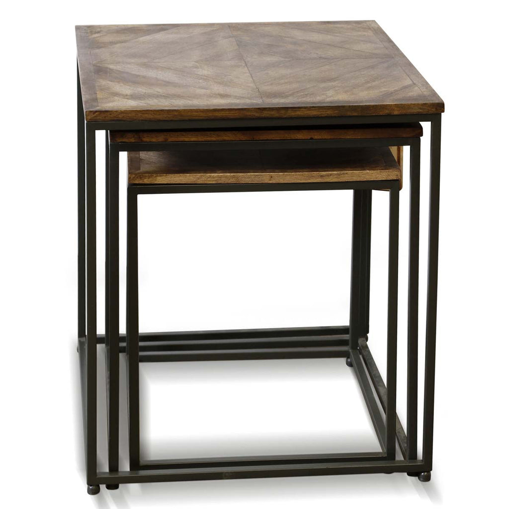 Nesting Dark Wood Side Tables - Set of 3