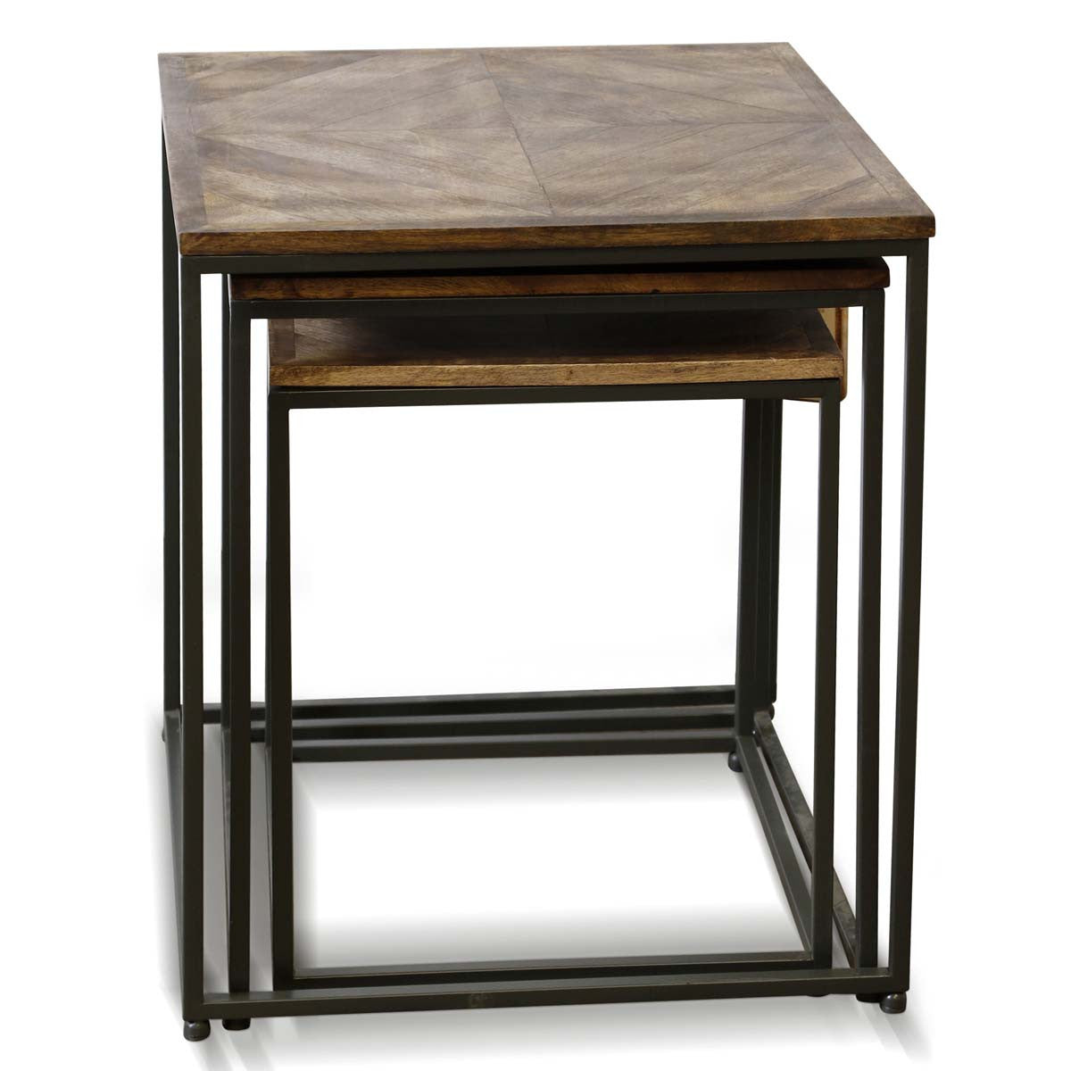 Nesting Dark Wood Side Tables - Set of 3