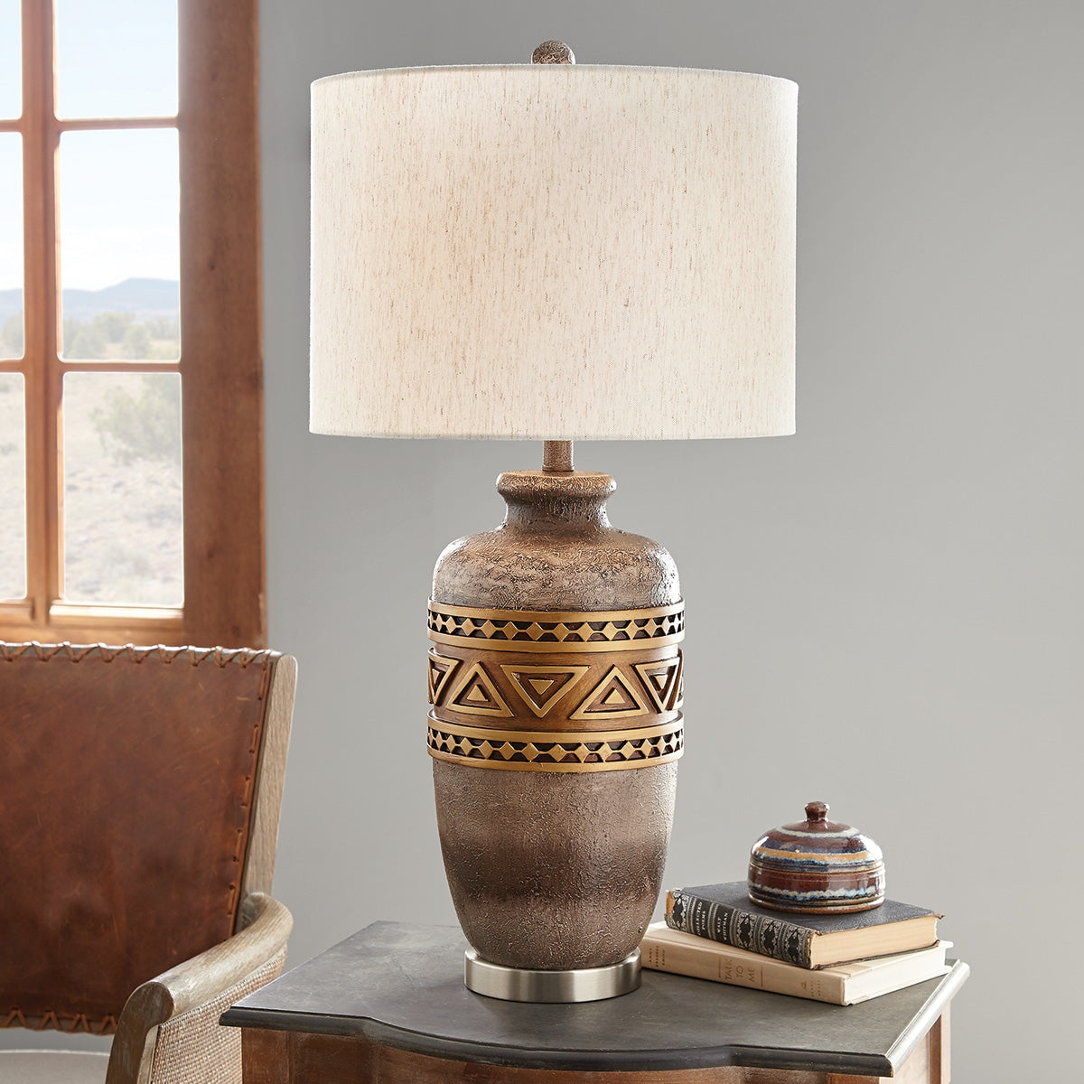 Gold Banded Mesa Table Lamp