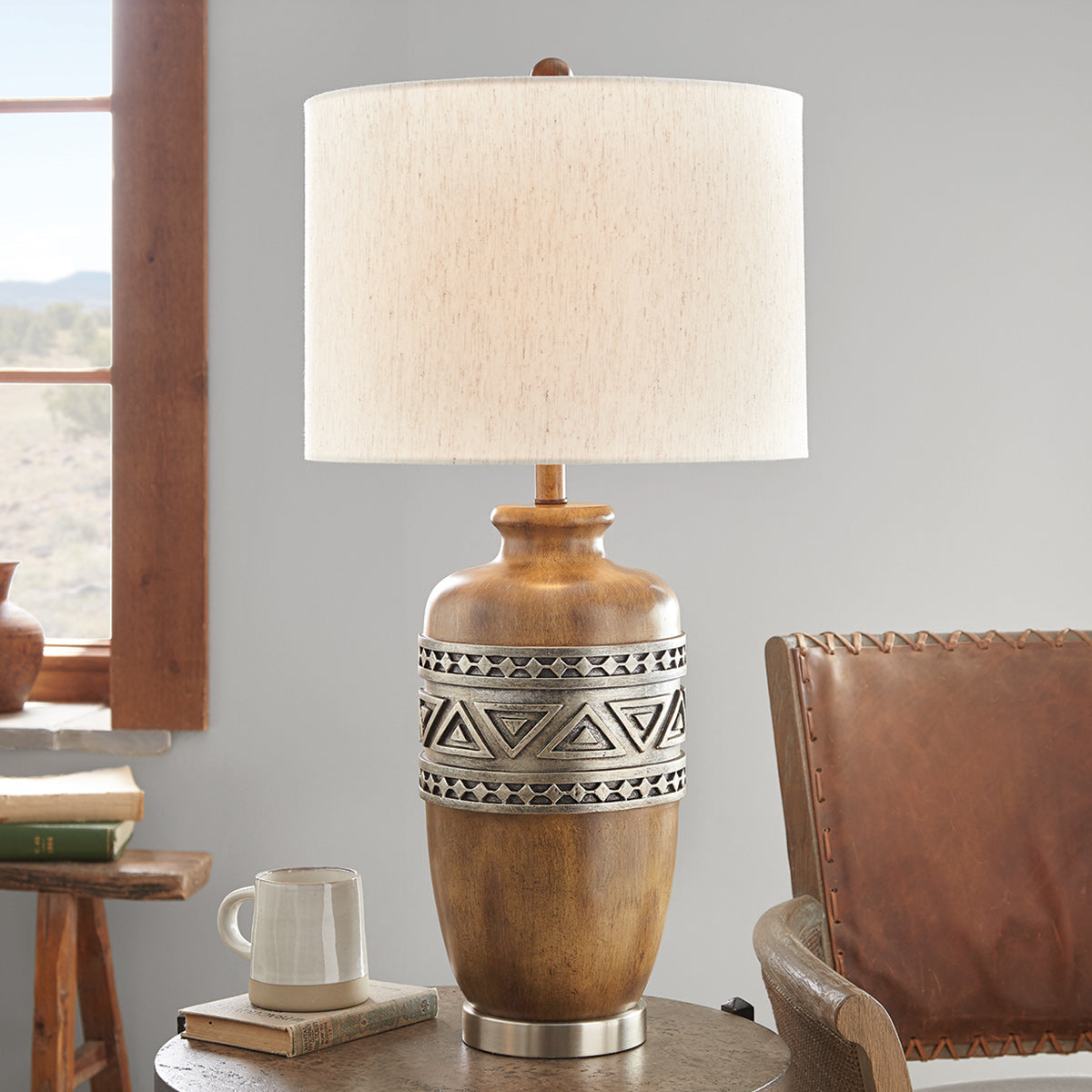 Silver Banded Mesa Table Lamp