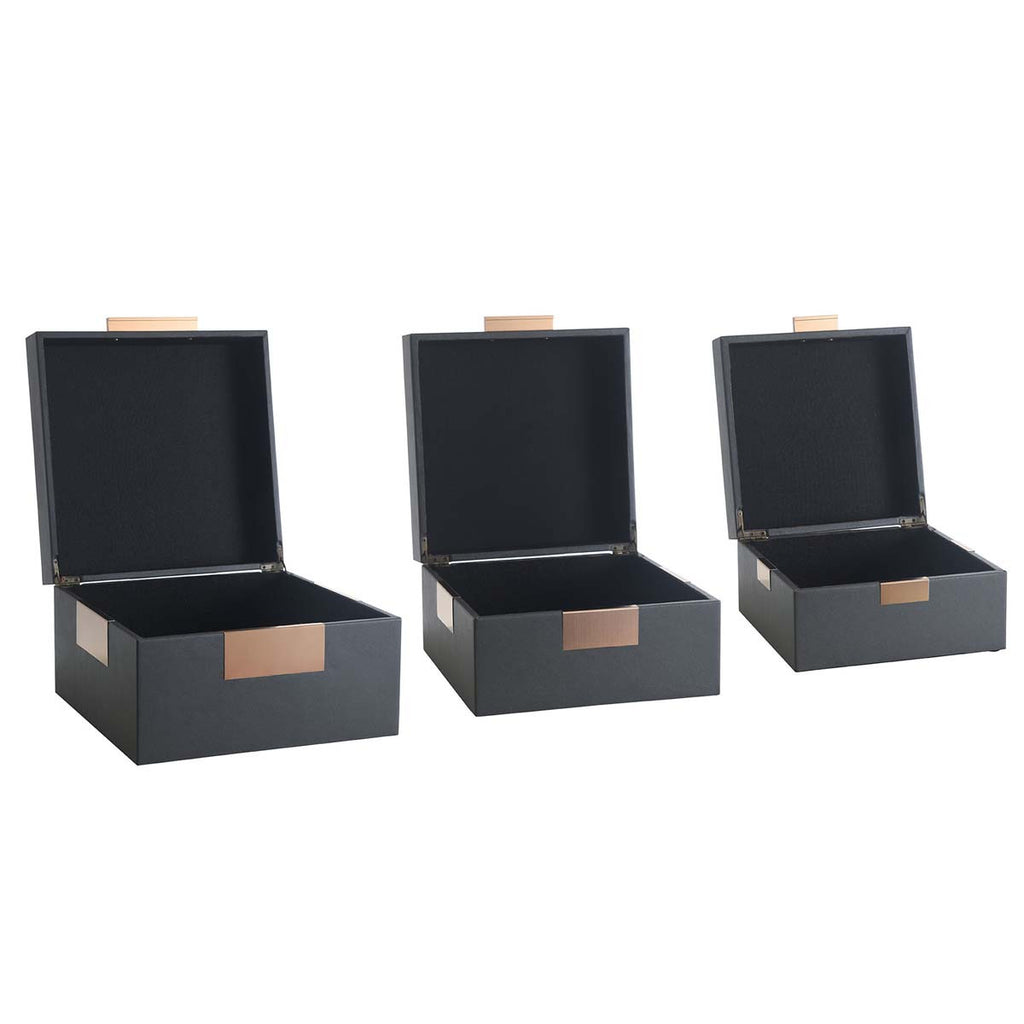Black Trinket Boxes - Set of 3