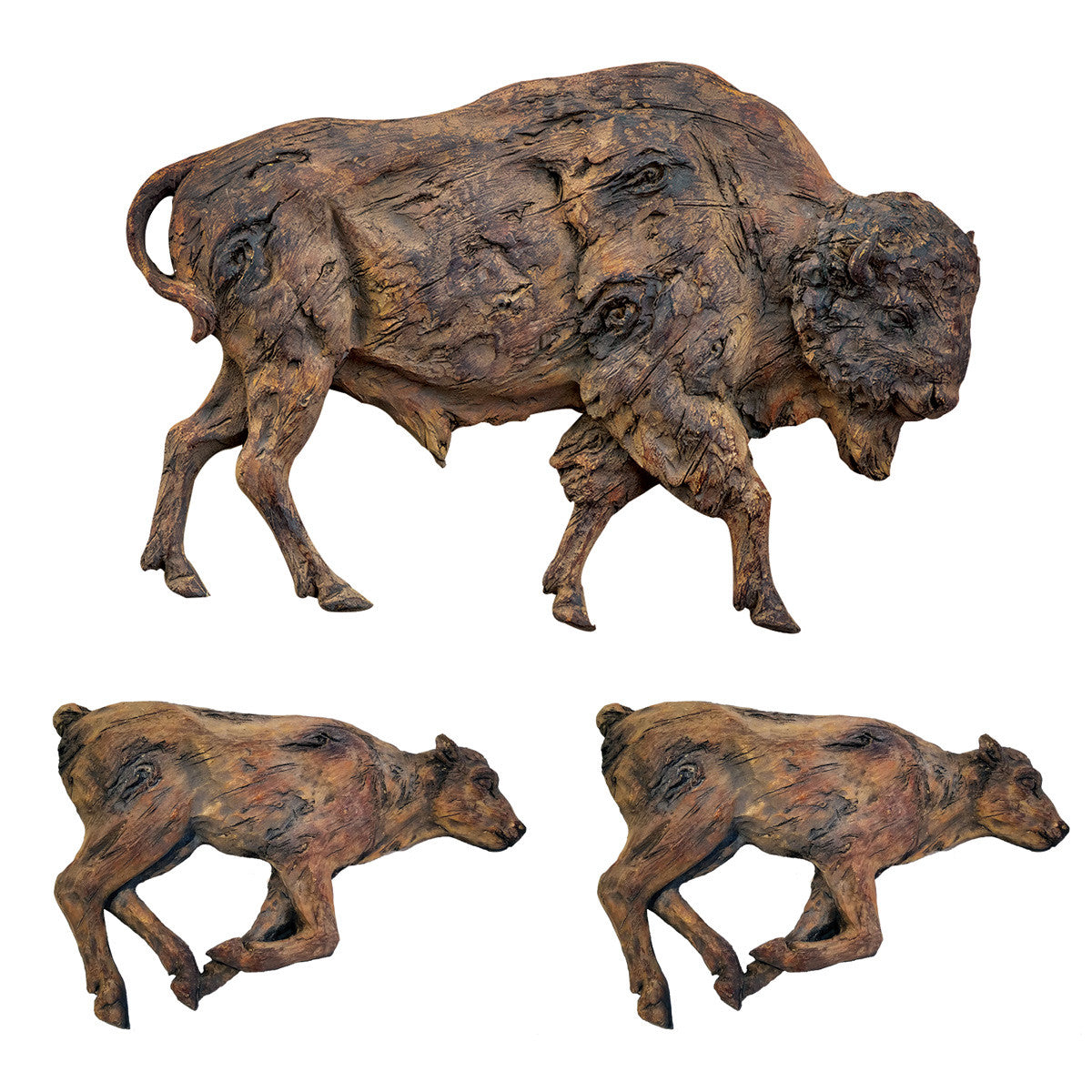 Buffalo Roam Wall Sculptures (3pc)