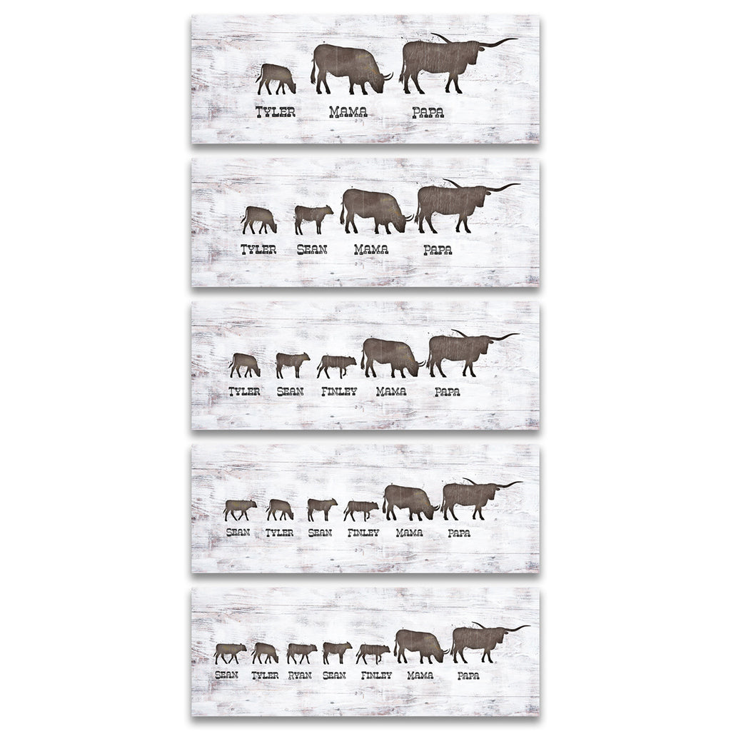 Longhorn Family Personalized Stretched Canvas - Small