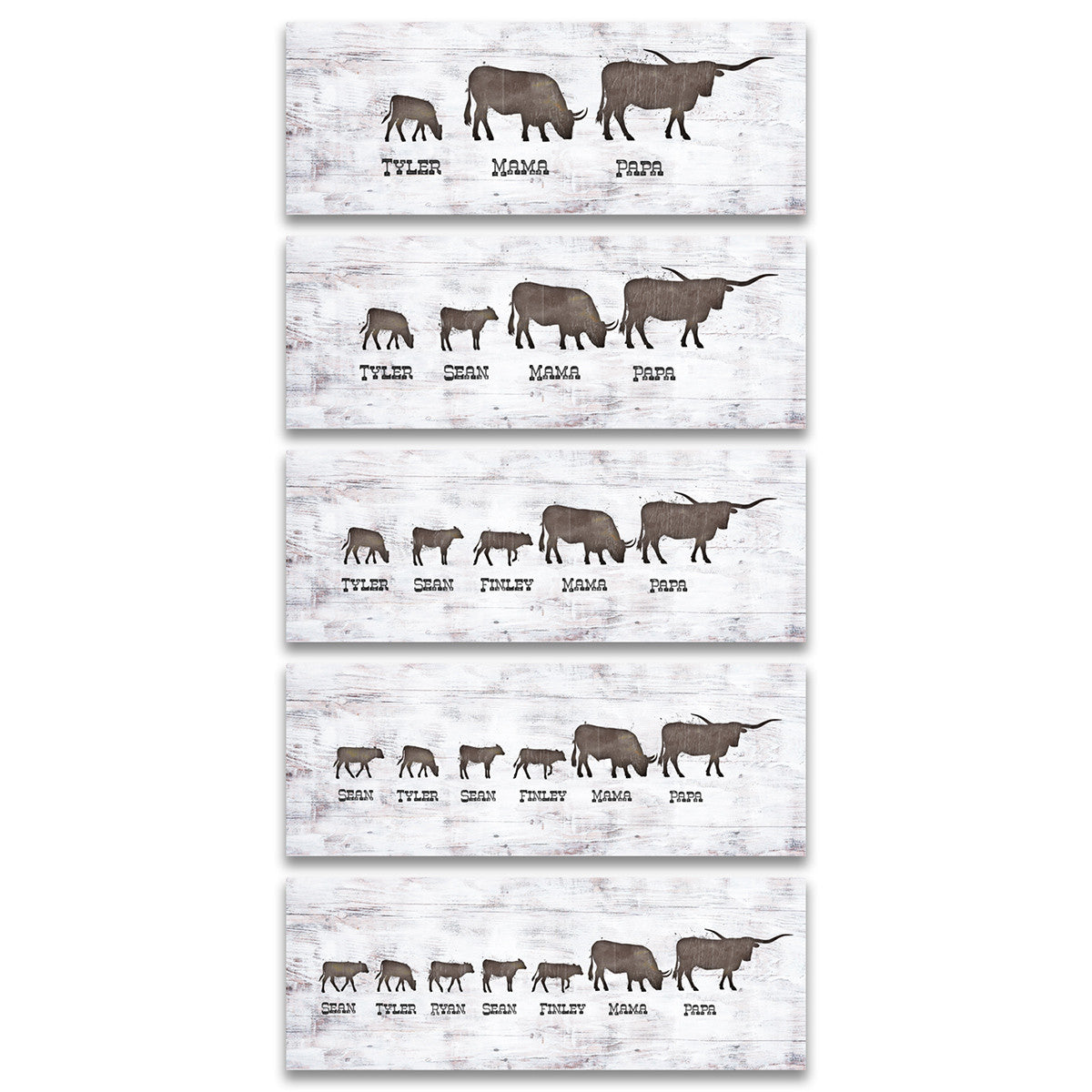 Longhorn Family Personalized Wall Art