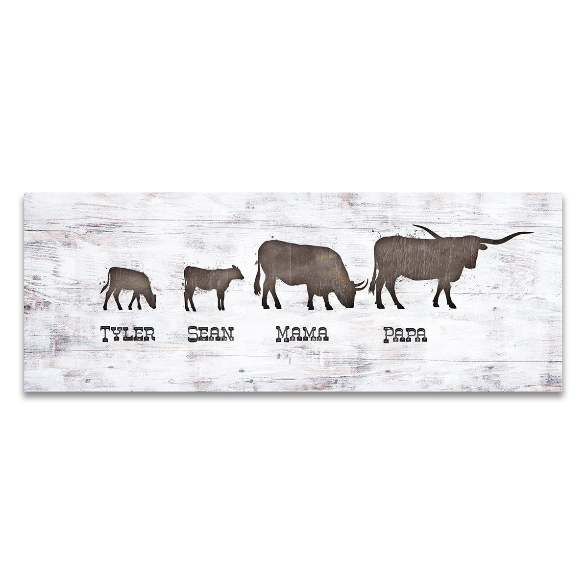 Longhorn Family Personalized Wall Art