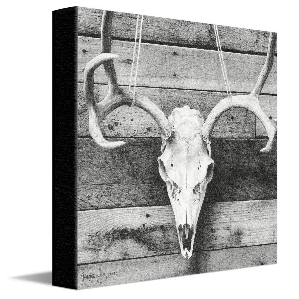 Barnwood Deer Skull Canvas Wall Art