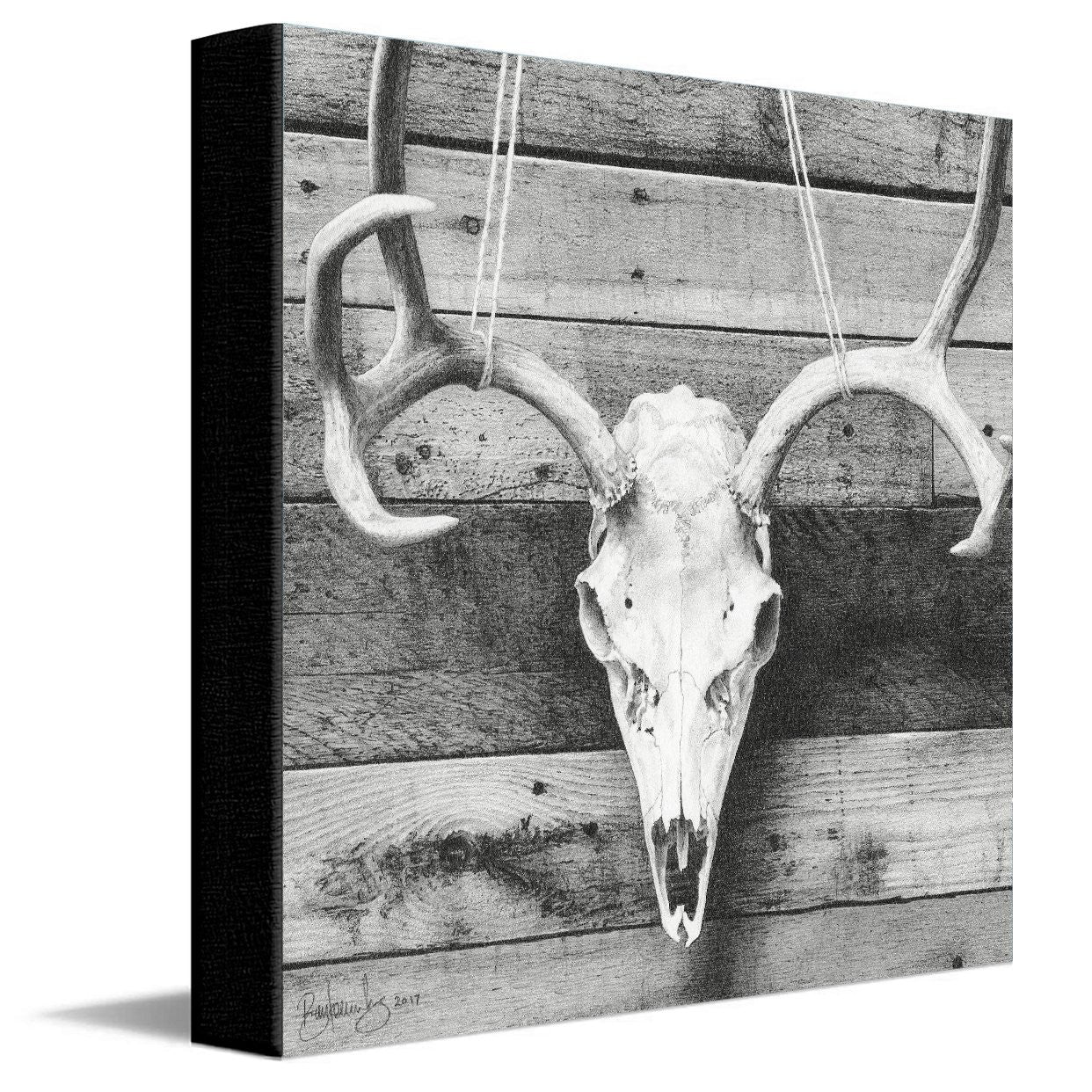 Barnwood Deer Skull Canvas Wall Art