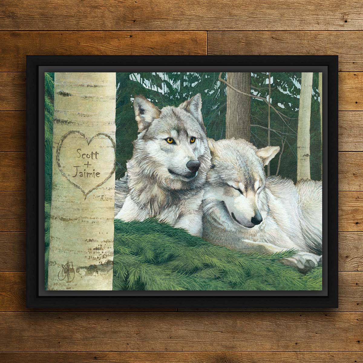 Resting Wolves Personalized Wall Art