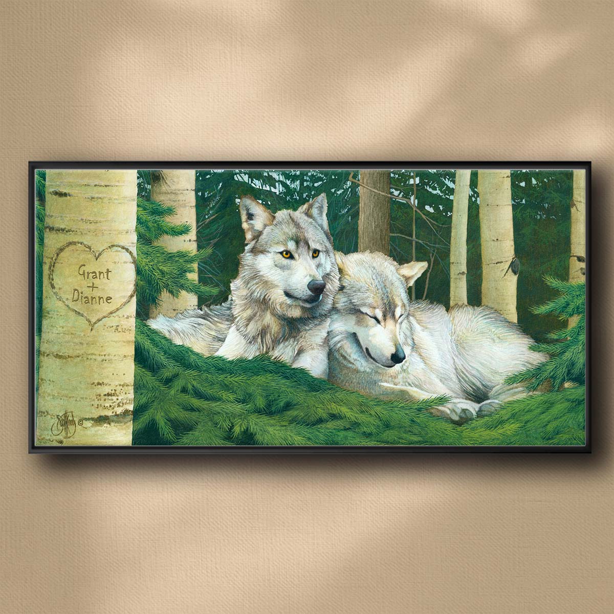 Resting Wolves Personalized Wall Art