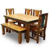 Barnwood Azul Table & Chairs with Bench and Nailheads - 6 pcs