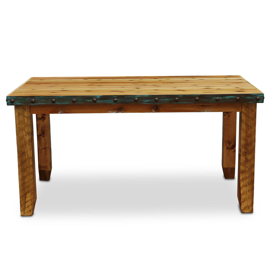 Barnwood Azul Table & Chairs with Bench and Nailheads - 6 pcs