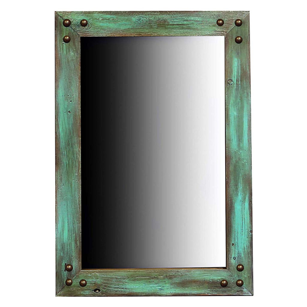 Turquoise Barnwood Mirror