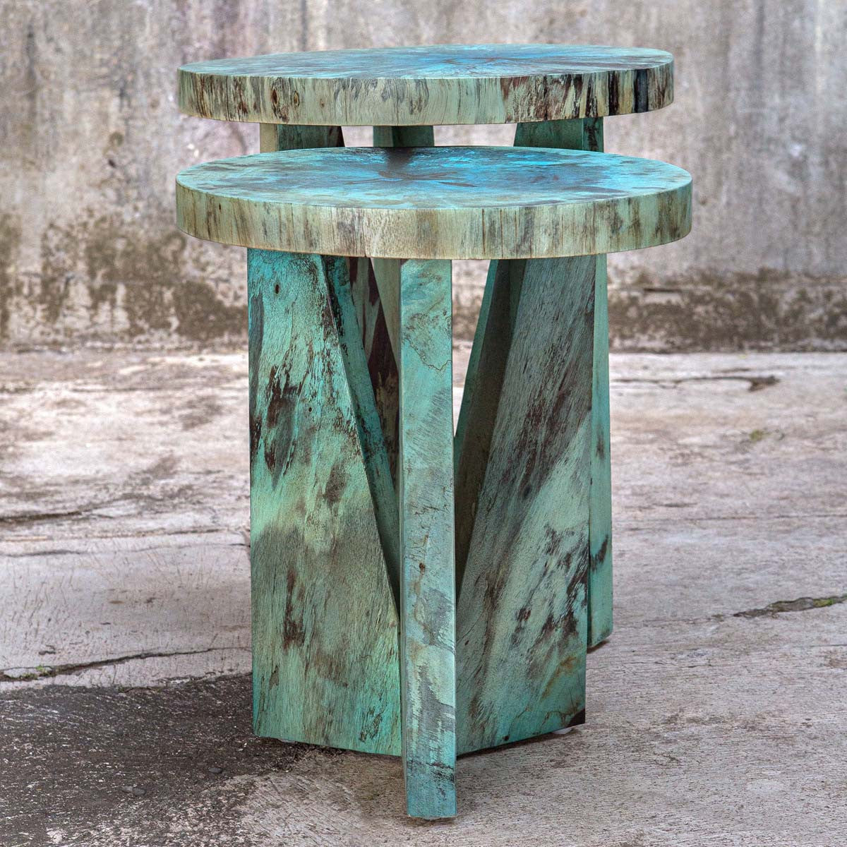 Tamarind Nesting Blue Tables - Set of 2