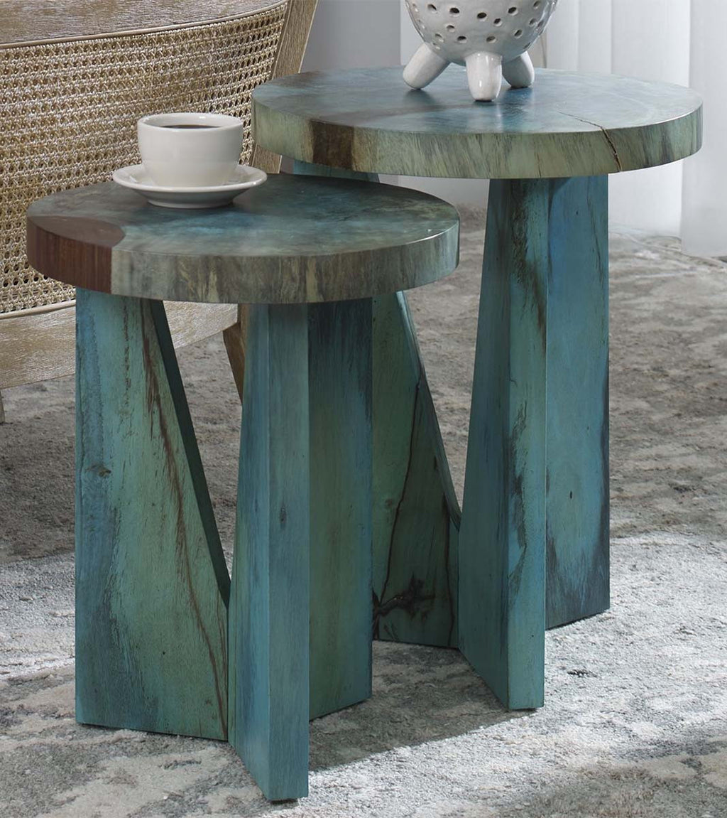 Tamarind Nesting Blue Tables - Set of 2