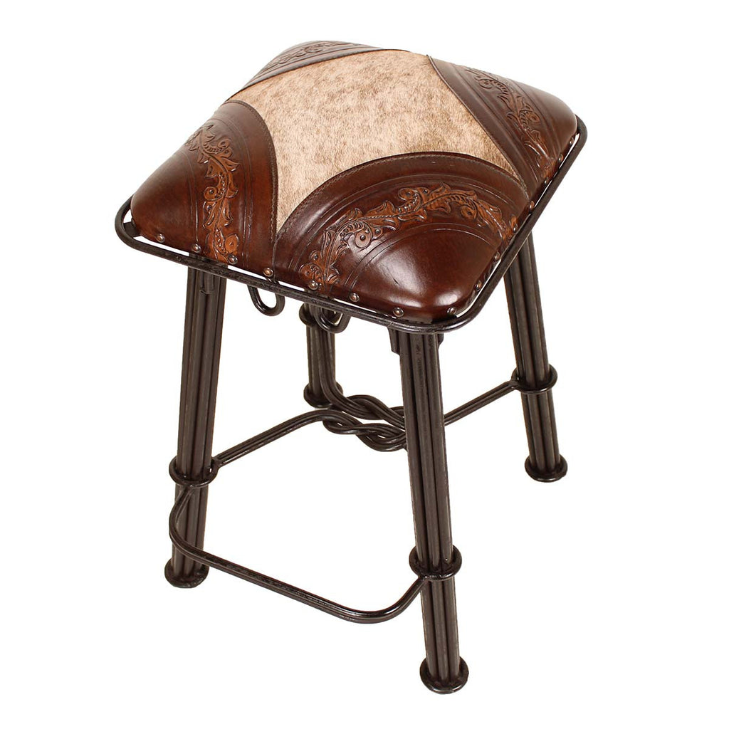 Coronado Iron Counter Stool - Light Hair on Hide