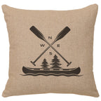 Canoe Compass Linen Pillow - Natural