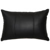 Black Leather Lumbar Pillow with Leather Back