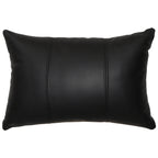 Black Leather Lumbar Pillow with Leather Back