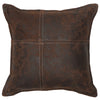 Nativo Walnut Leather Square Pillow with Fabric Back
