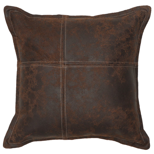 Nativo Walnut Leather Square Pillow with Fabric Back