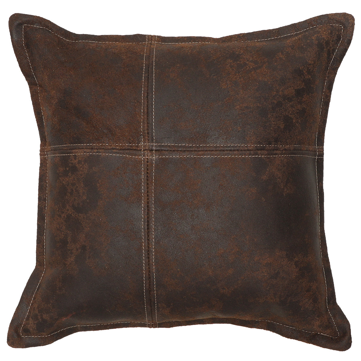 Nativo Walnut Leather Square Pillow with Leather Back