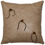 Torque Tan Leather & Antler Button Square Pillow - Fabric Back