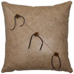 Torque Tan Leather & Antler Button Square Pillow - Leather Back