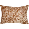 Speckled Light Brown Leather Lumbar Pillow - Fabric Back