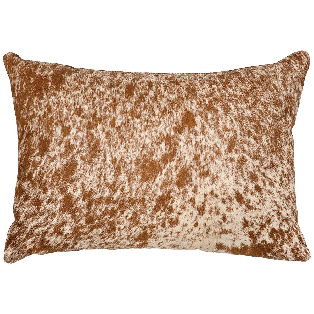 Speckled Light Brown Leather Lumbar Pillow - Fabric Back