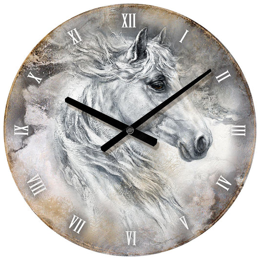 Ivory Horse Wall Clock