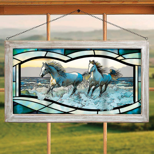 Horse Love Stained Glass Art
