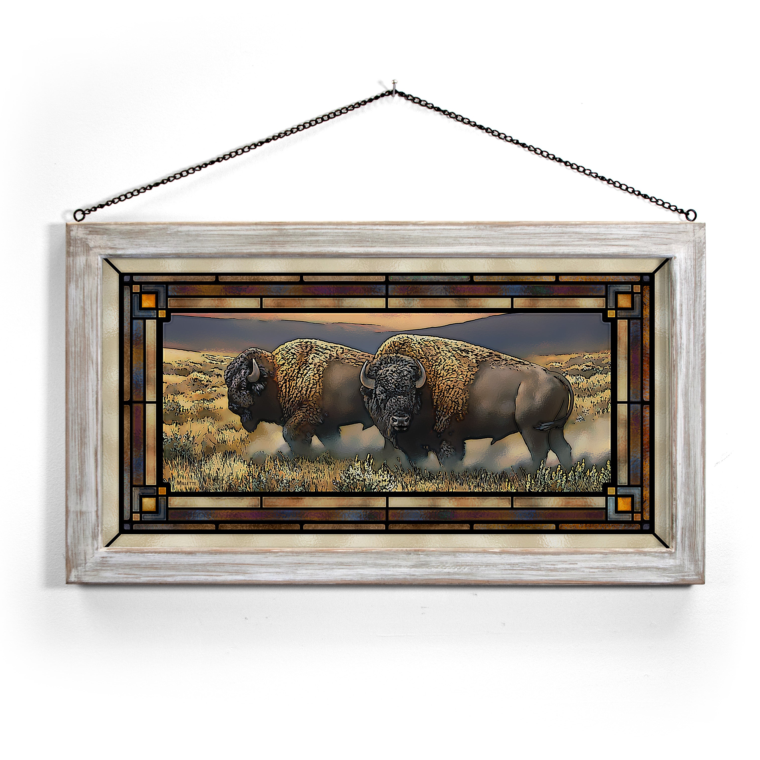 Golden Bison Stained Glass Art
