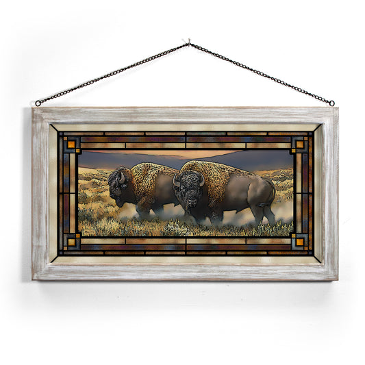 Golden Bison Stained Glass Art
