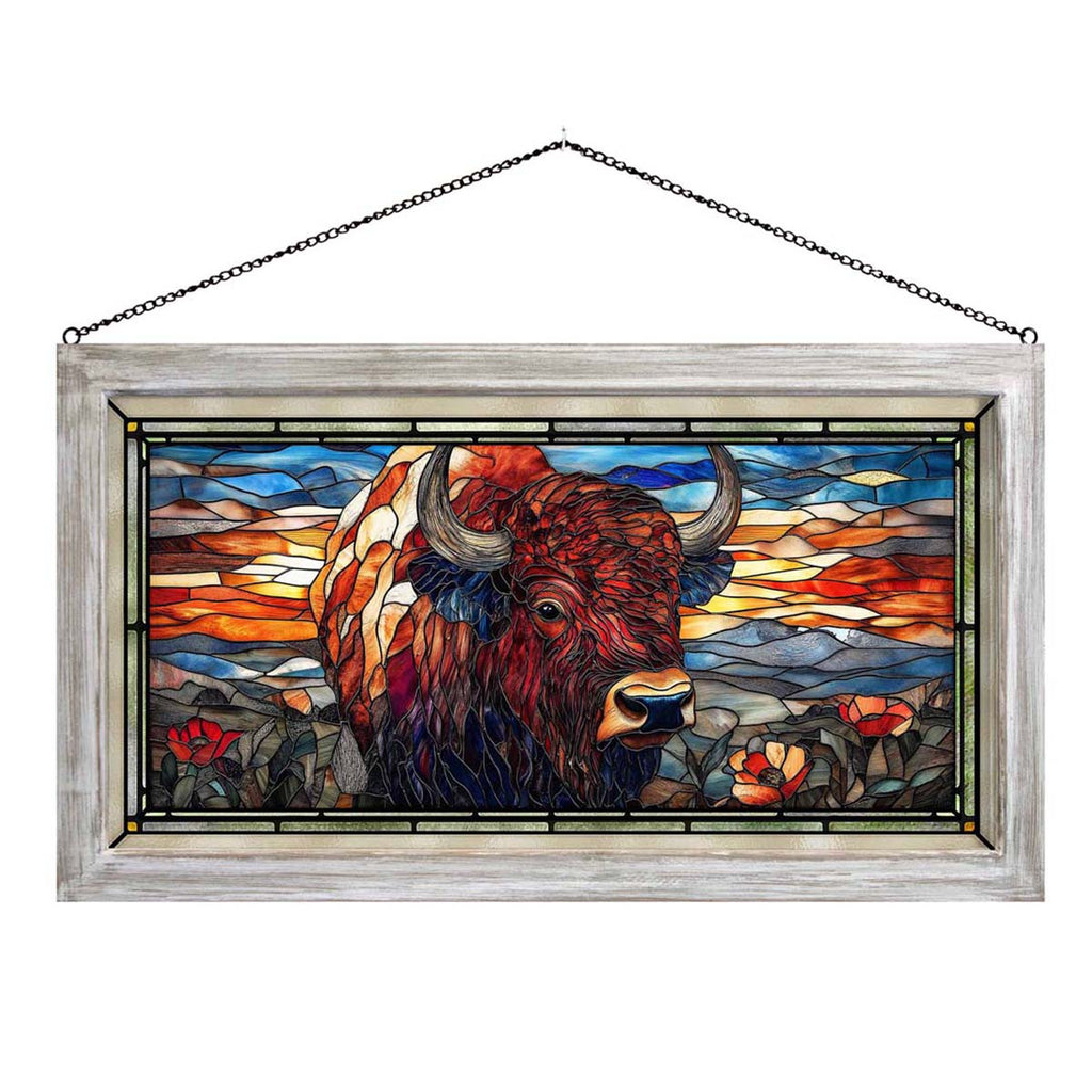 Wildflower Bison Stained Glass Art
